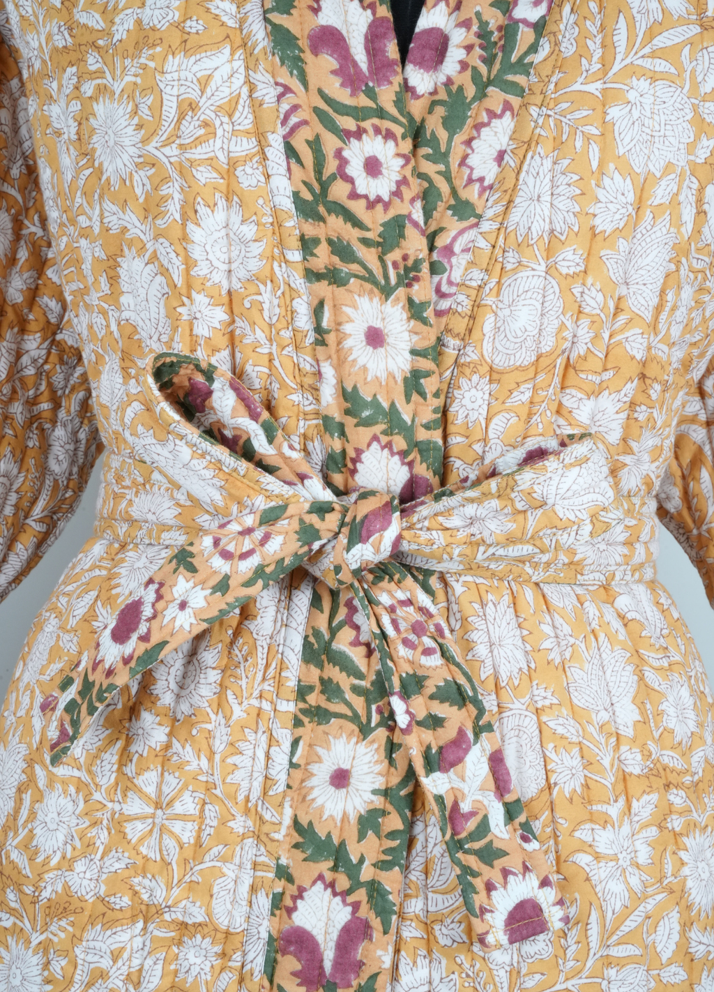 Reversible Quilted Robe – Mustard Meadows