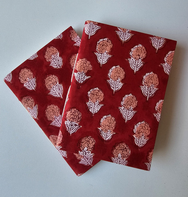 Cotton Paper Notebook - Crimson Blossom Notebook