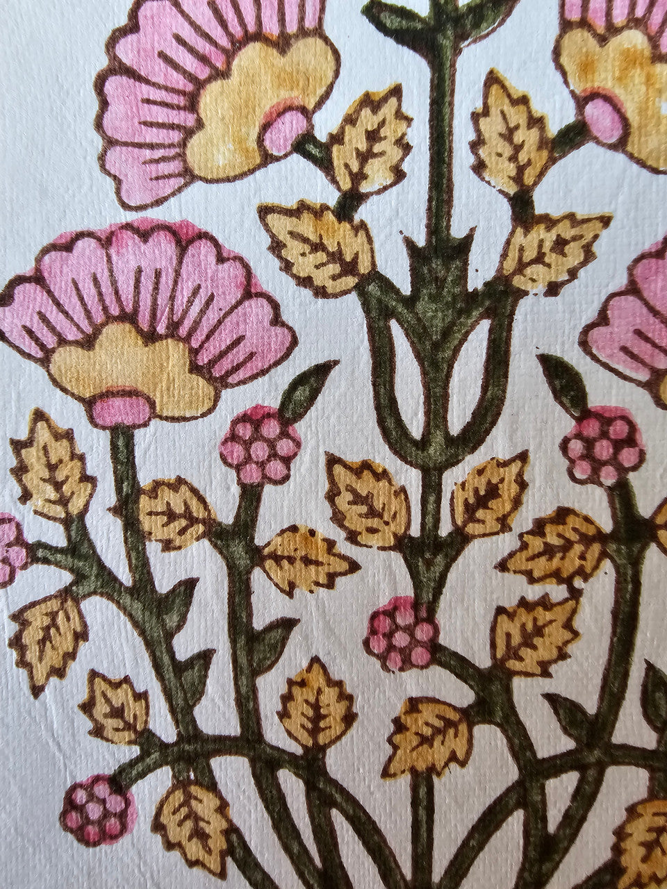 Deckled edge vintage notecard -  Mughal motif pink