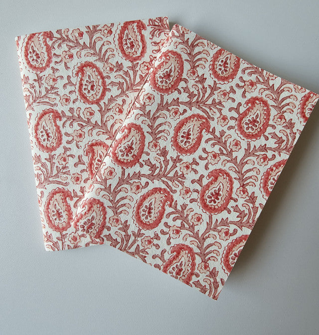 Cotton Paper Notebook - Paisley Red Harmony