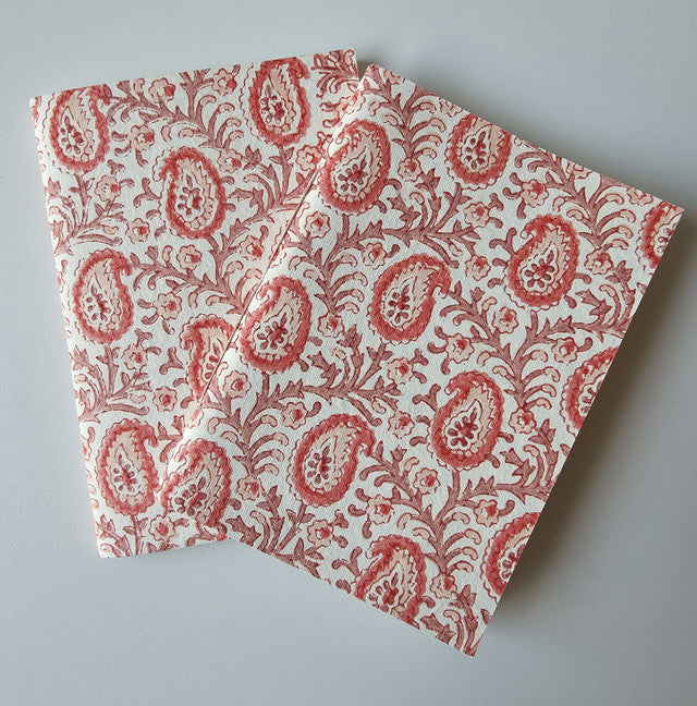 Cotton Paper Notebook - Paisley Red Harmony