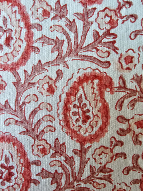 Cotton Paper Notebook - Paisley Red Harmony