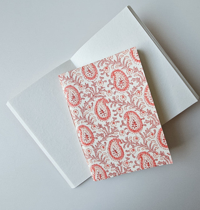 Cotton Paper Notebook - Paisley Red Harmony