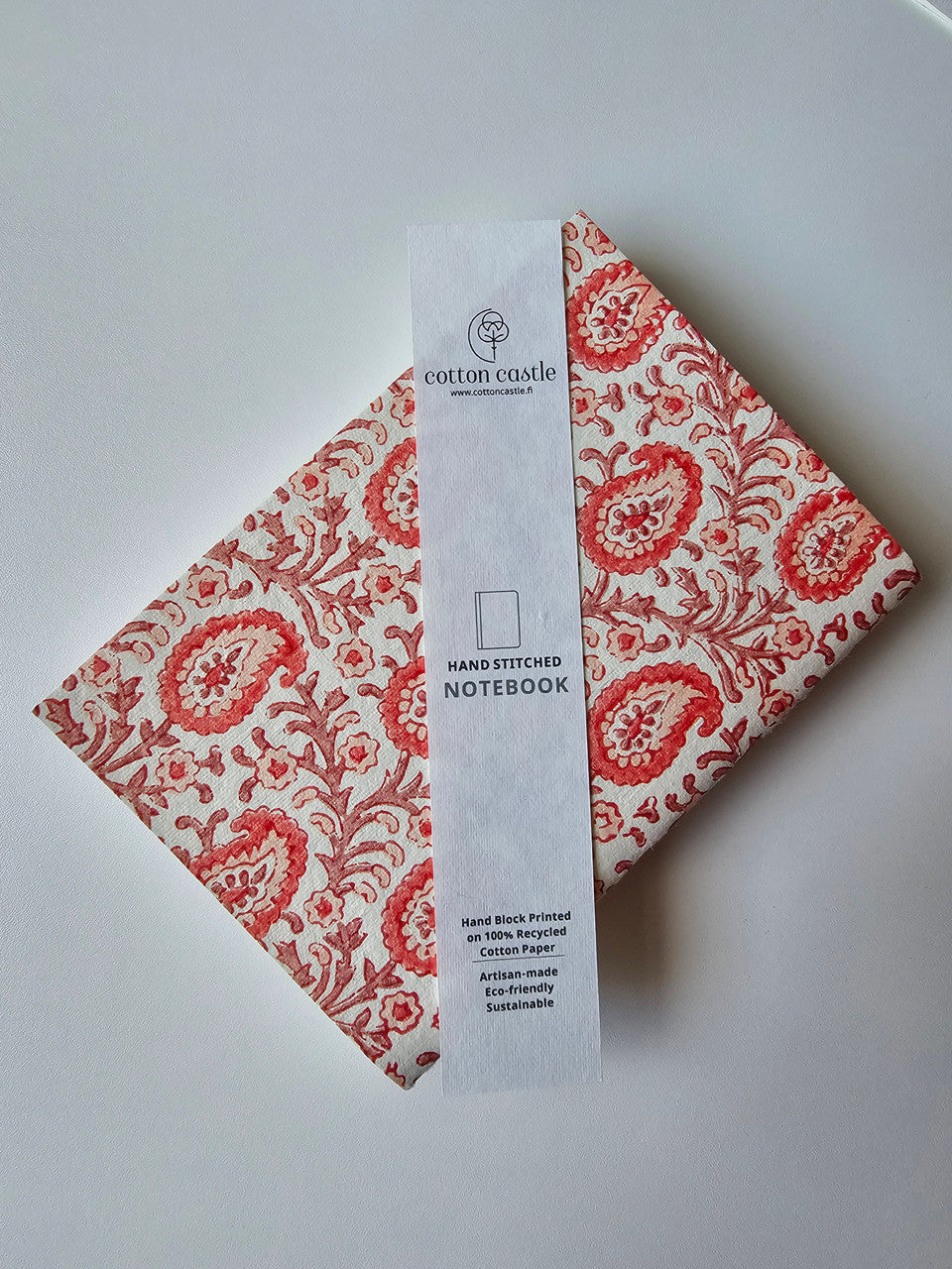 Cotton Paper Notebook - Paisley Red Harmony