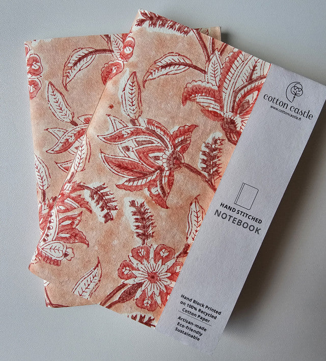 Cotton Paper Notebook - Rustic Petal Symphony