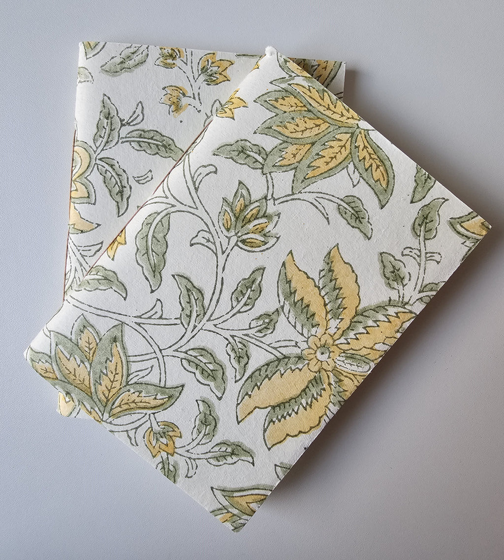 Cotton Paper Notebook - Golden Leaf Tapestry