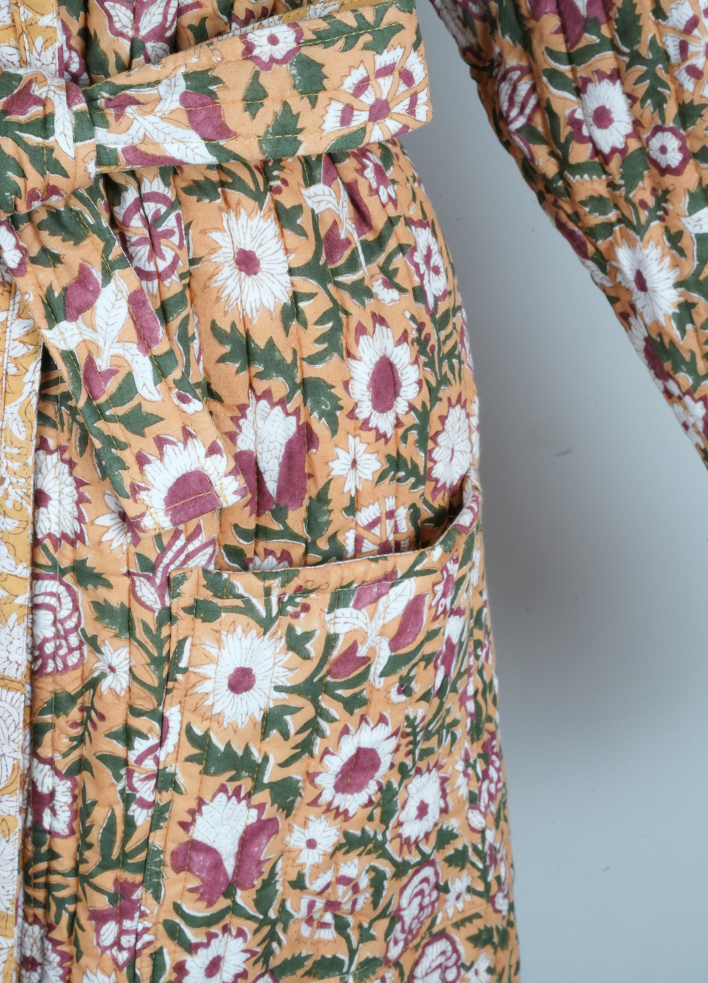 Reversible Quilted Robe – Mustard Meadows