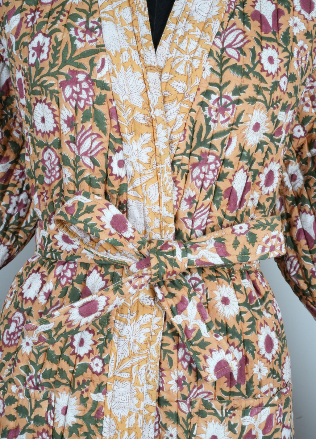 Reversible Quilted Robe – Mustard Meadows