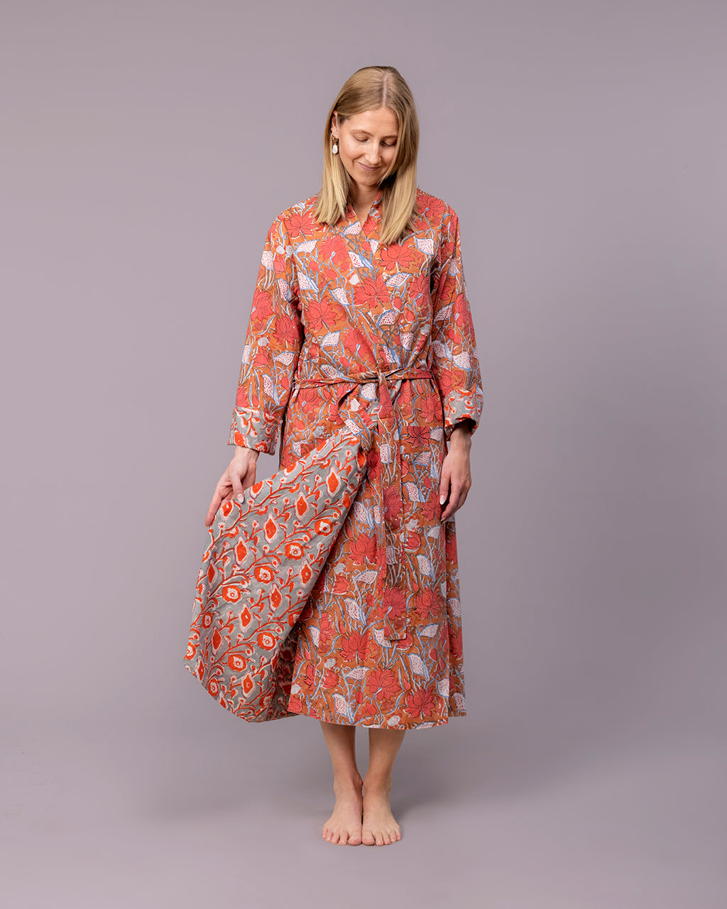 Beautiful Lotus Reversible Cotton Kimono