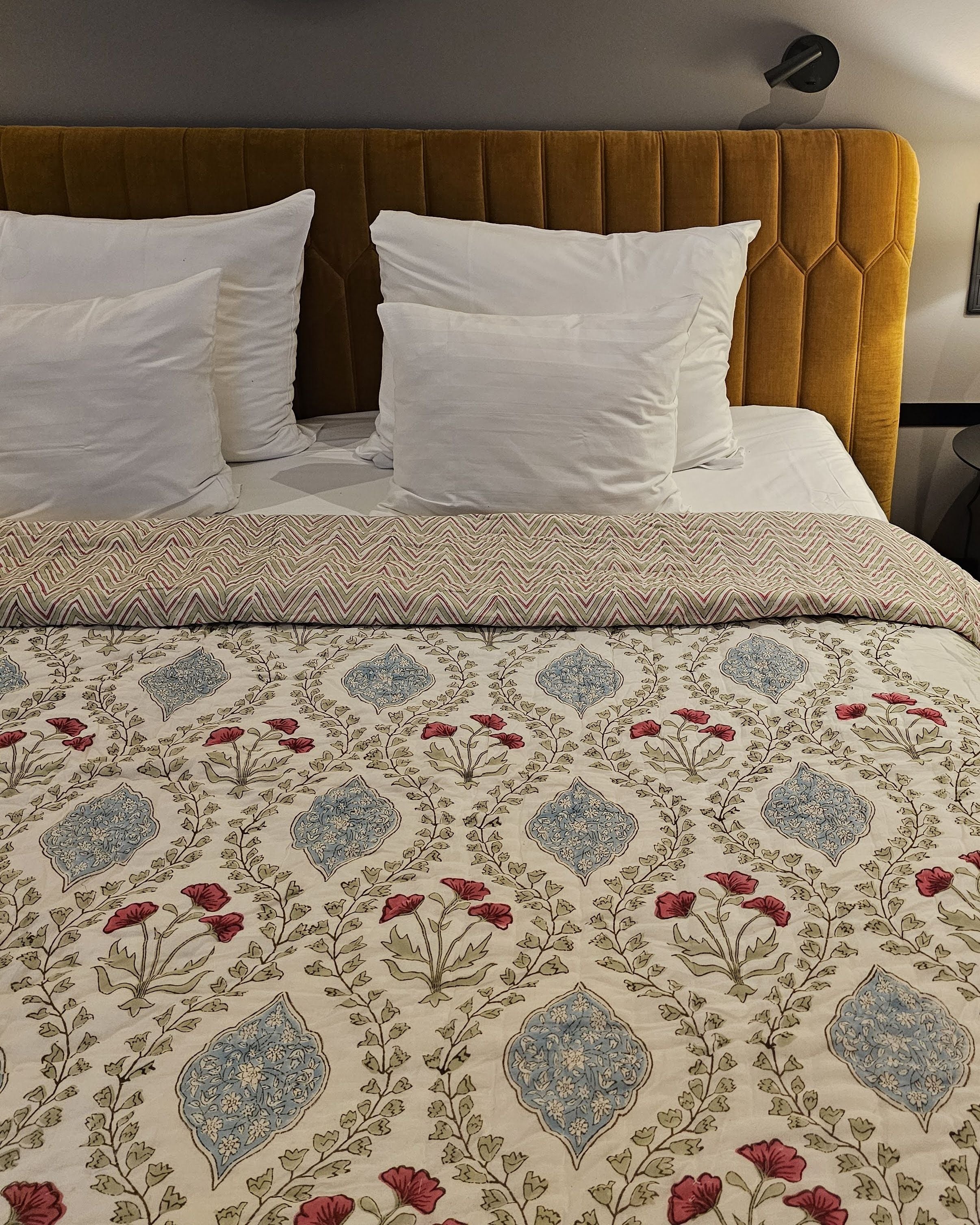 Reversible Handblock Quilt – Vintage Jaal & Rosy Waves