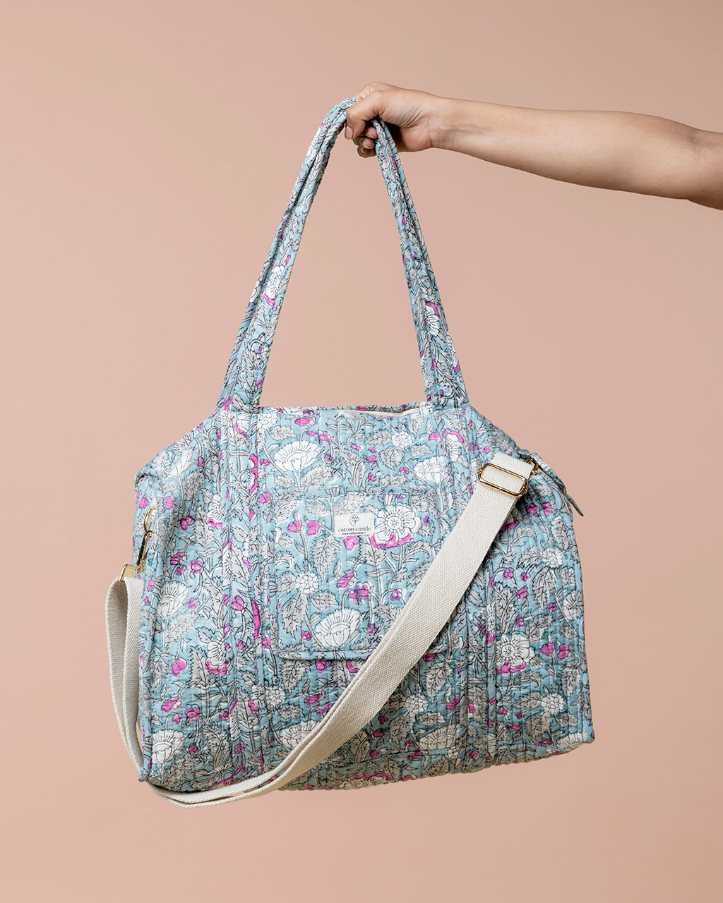Handblock Printed Duffel Bag -Lush Green