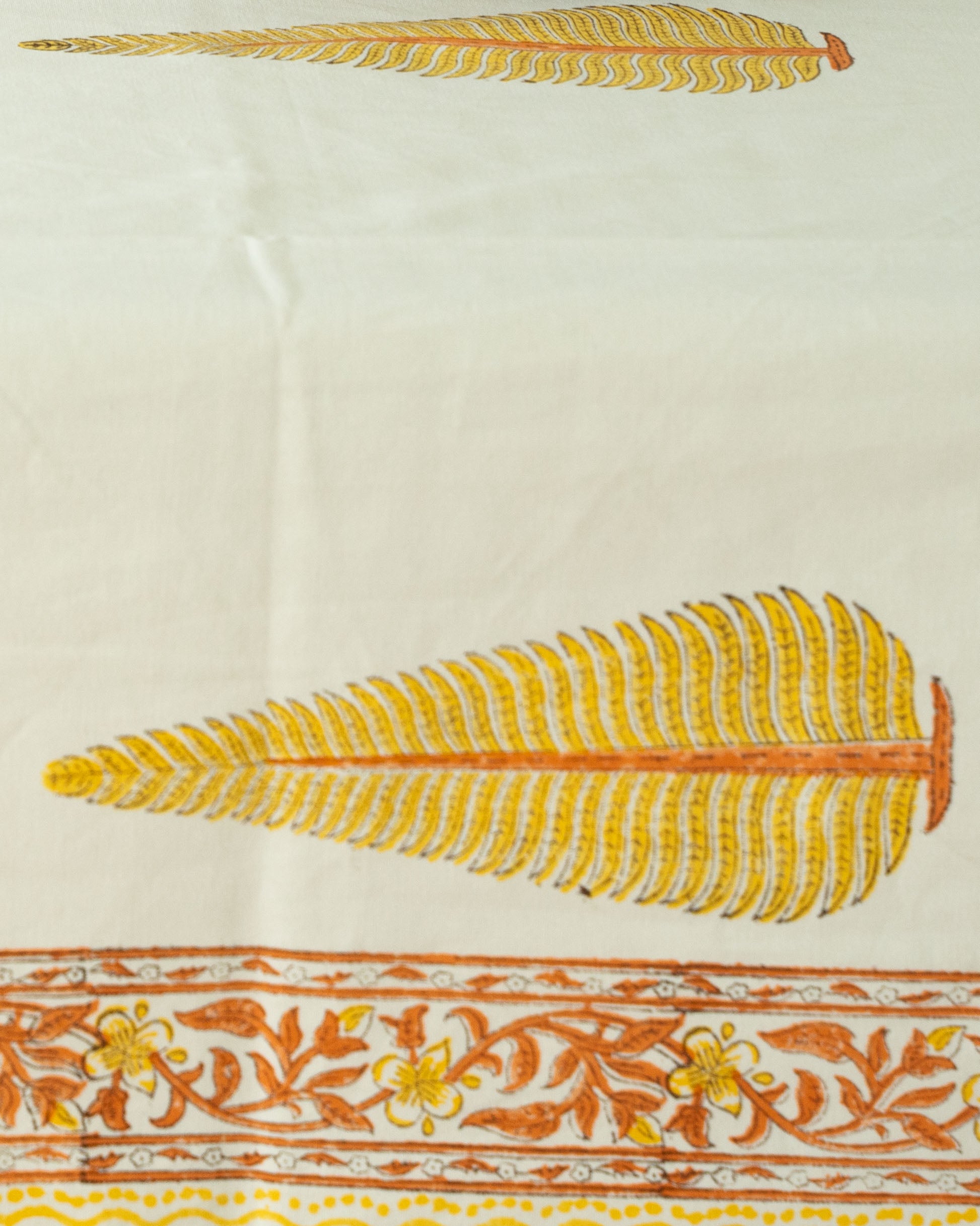 Golden Leaf - Pure Cotton Hand block Printed Table cloth