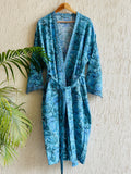 Waffel Cotton Bath Robe - Ocean Leaf