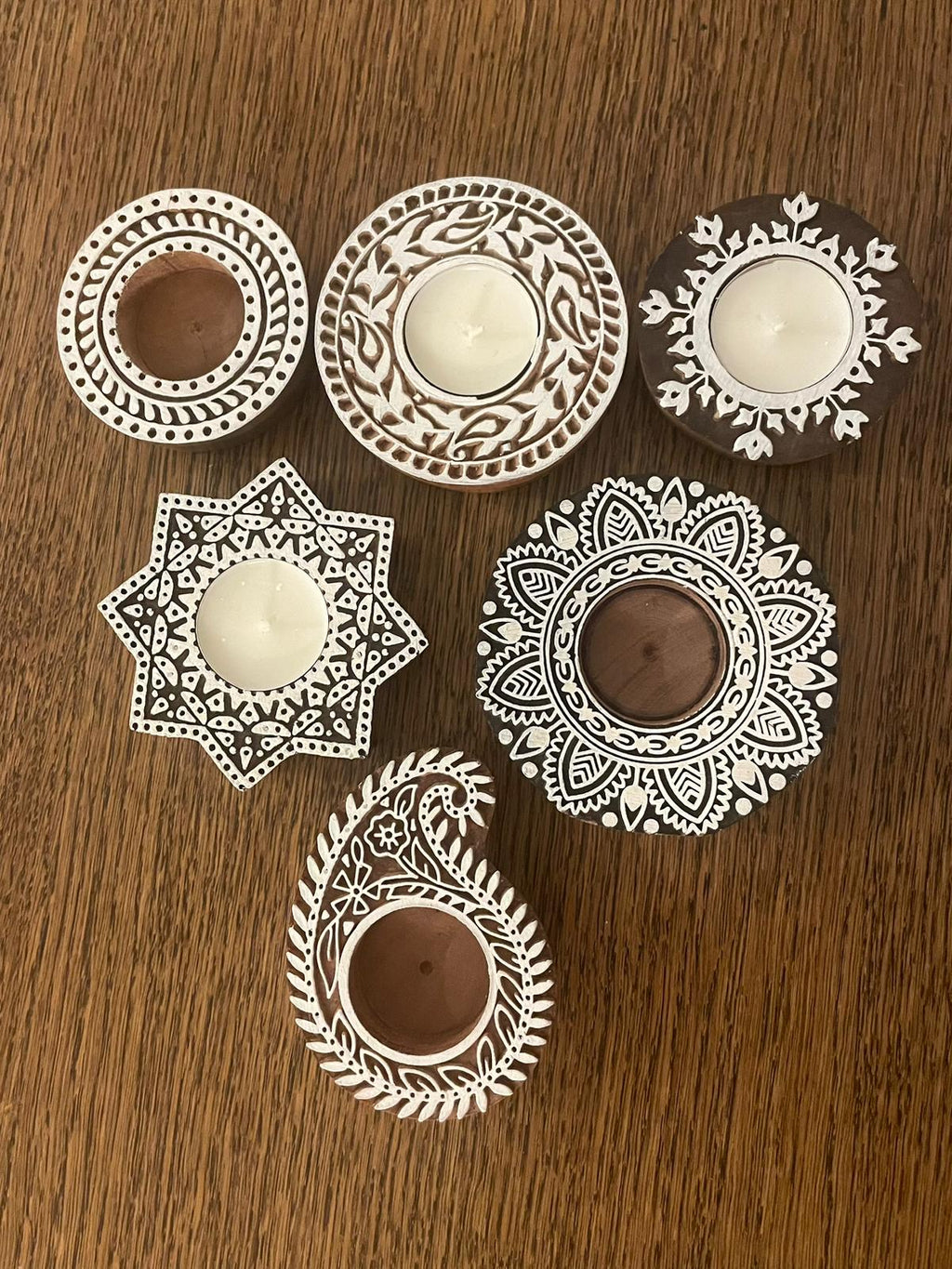 Handcrafted Mango Wood Tea-Light Holders