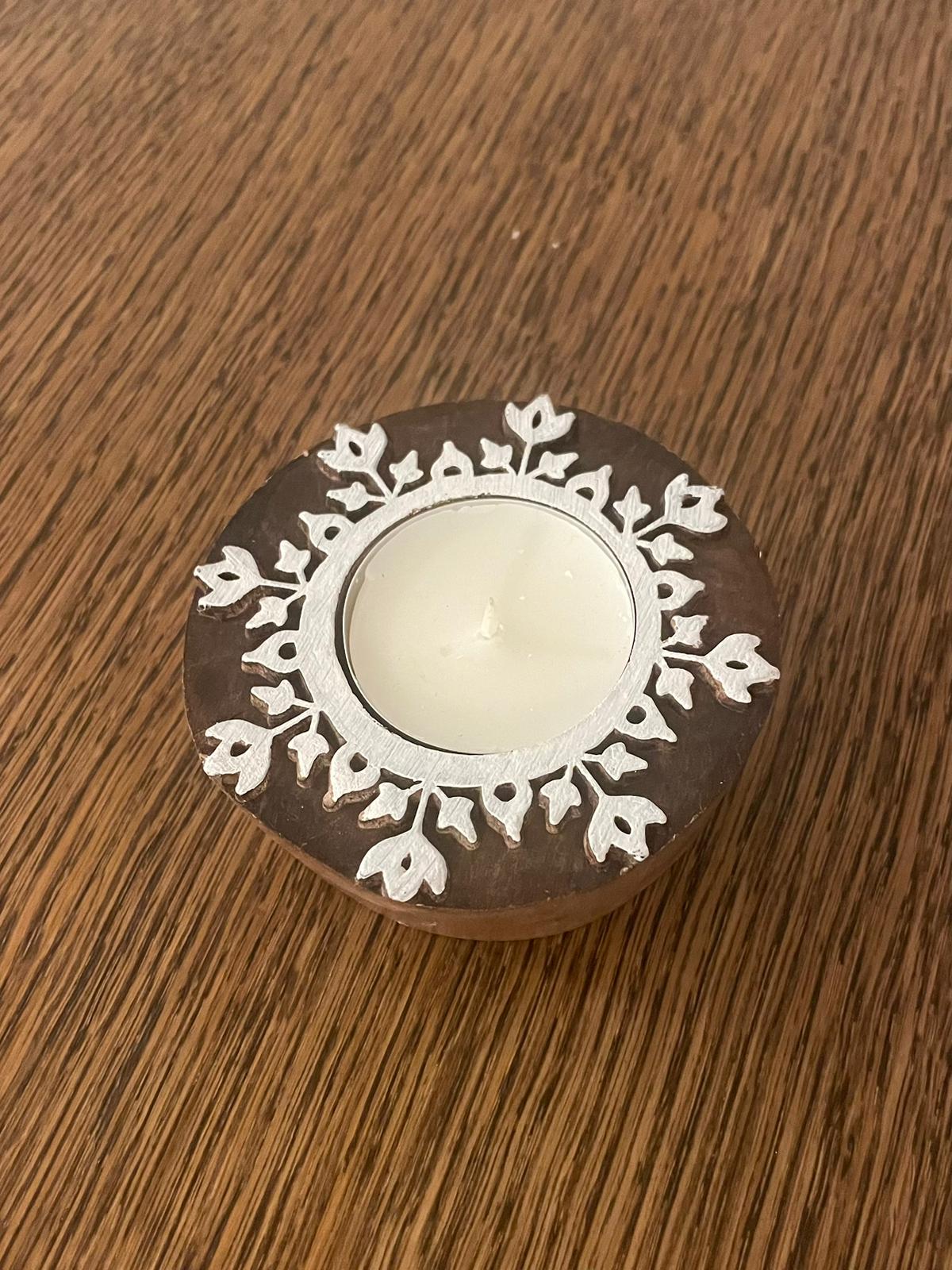 Handcrafted Mango Wood Tea-Light Holders