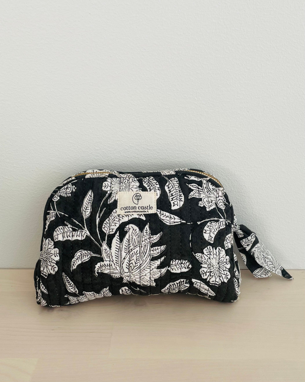 Floral Black_Handblock Printed -Cosmetic Pouches