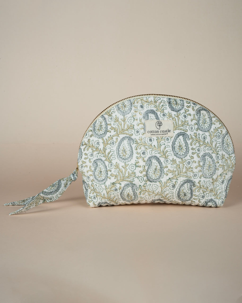 Lunar Paisley_Handblock Printed -Cosmetic Shell Pouch