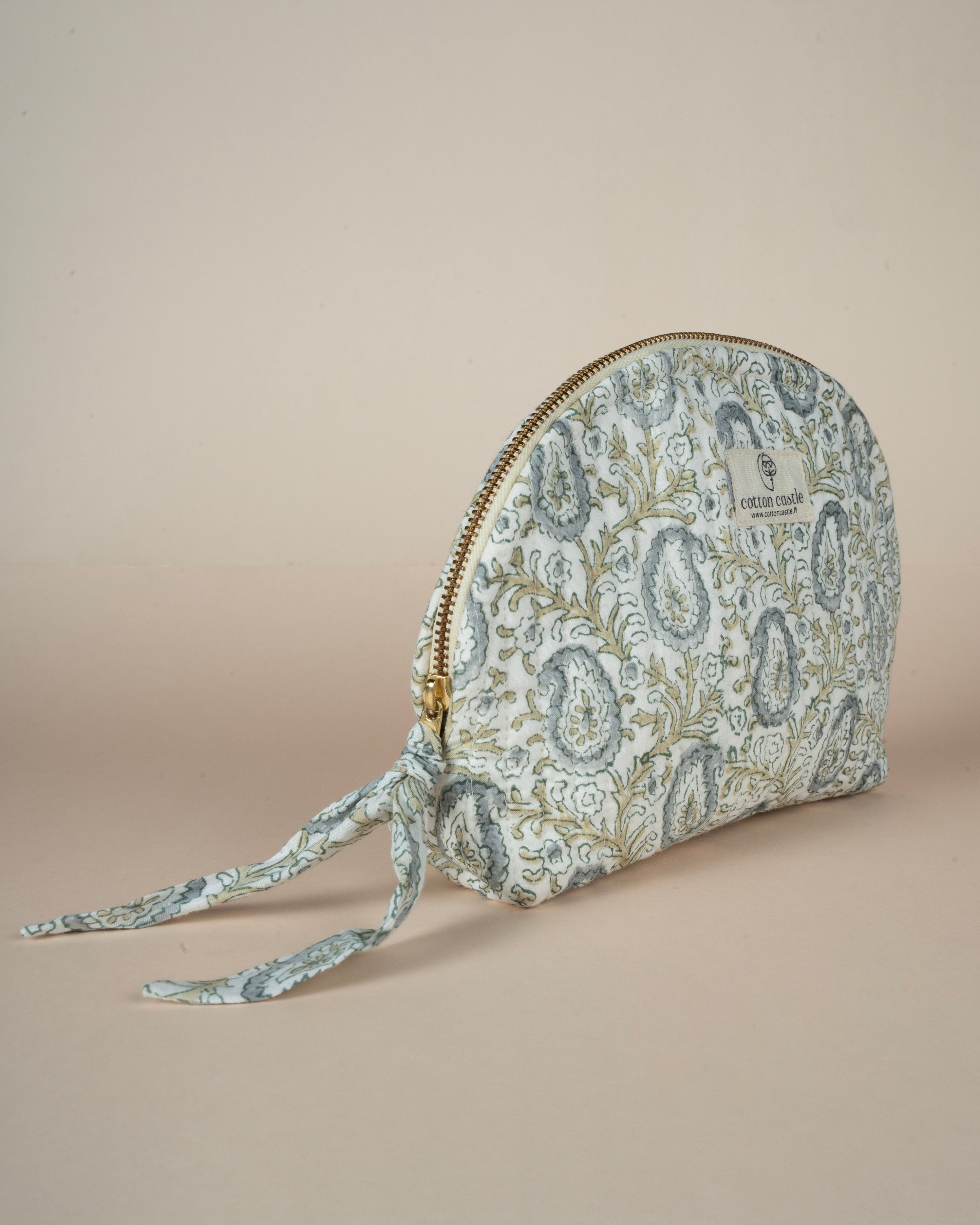 Lunar Paisley_Handblock Printed -Cosmetic Shell Pouch