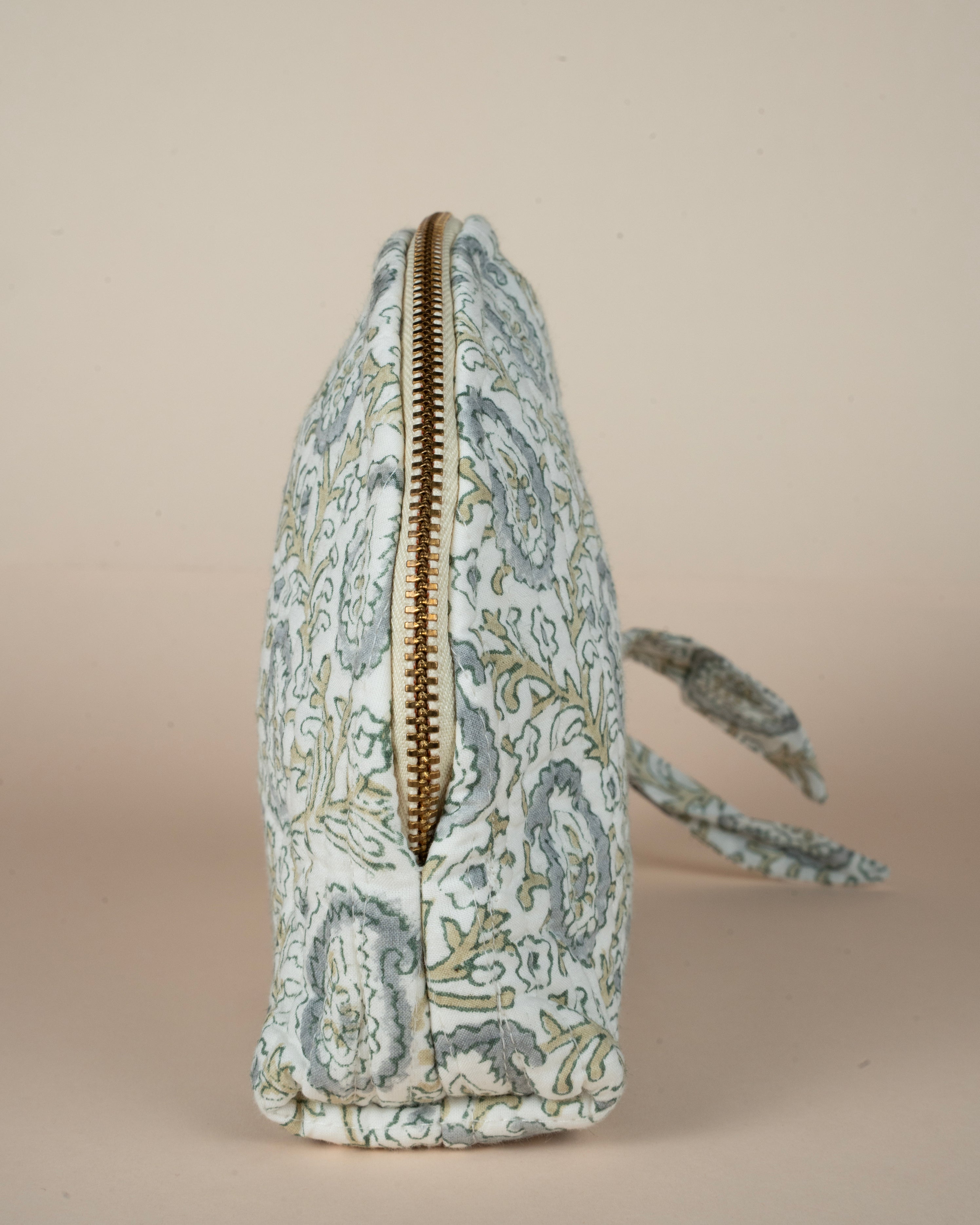 Lunar Paisley_Handblock Printed -Cosmetic Shell Pouch