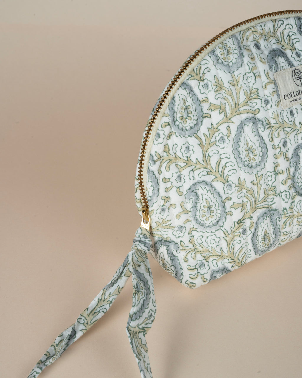 Lunar Paisley_Handblock Printed -Cosmetic Shell Pouch