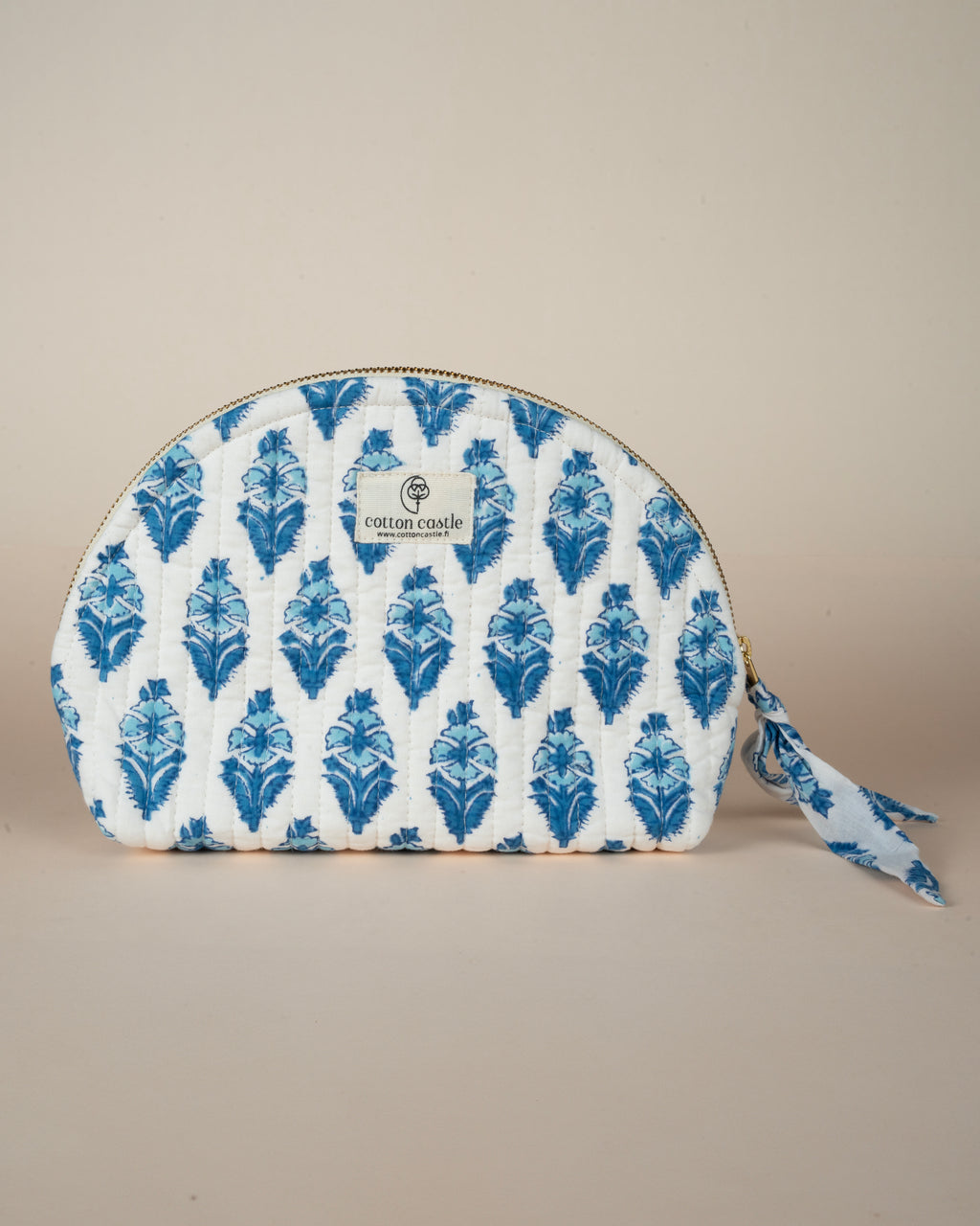 Snow Bud _Handblock Printed -Cosmetic Shell Pouch