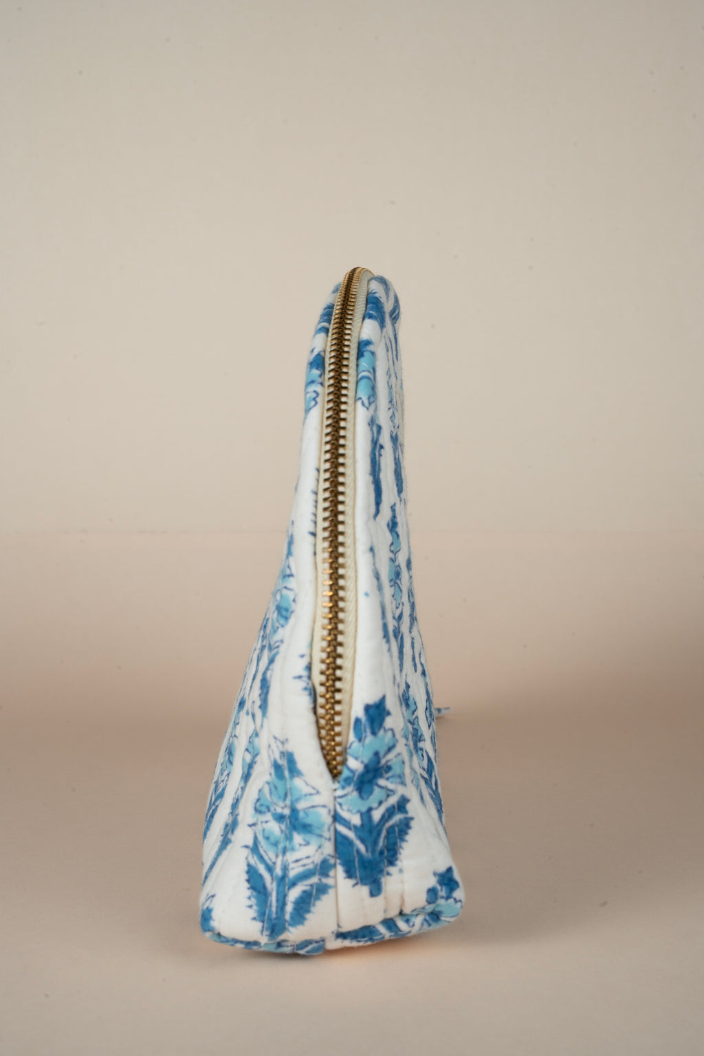 Snow Bud _Handblock Printed -Cosmetic Shell Pouch