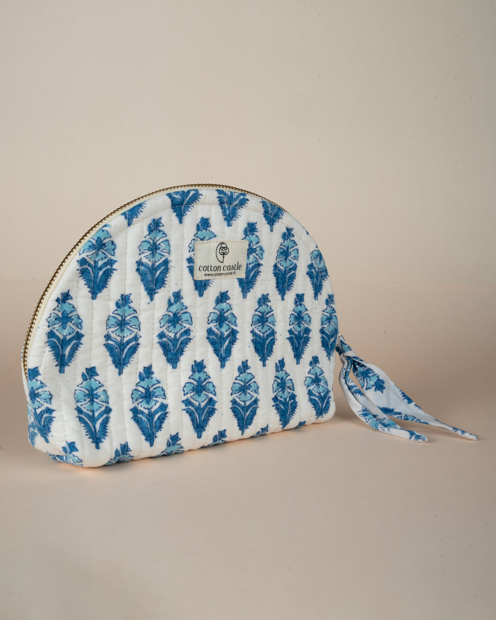 Snow Bud _Handblock Printed -Cosmetic Shell Pouch
