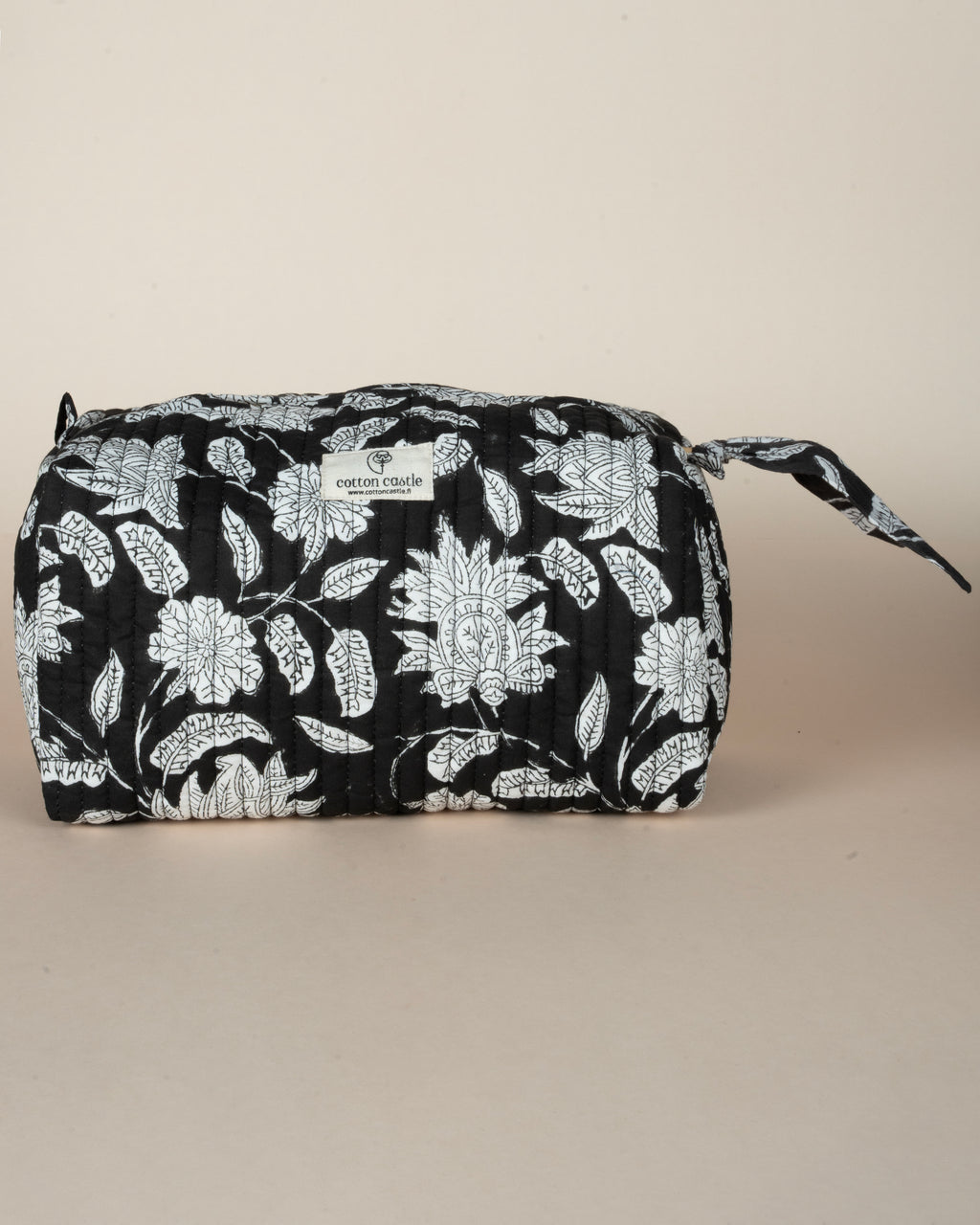 Floral Black_Handblock Printed Utility Pouches
