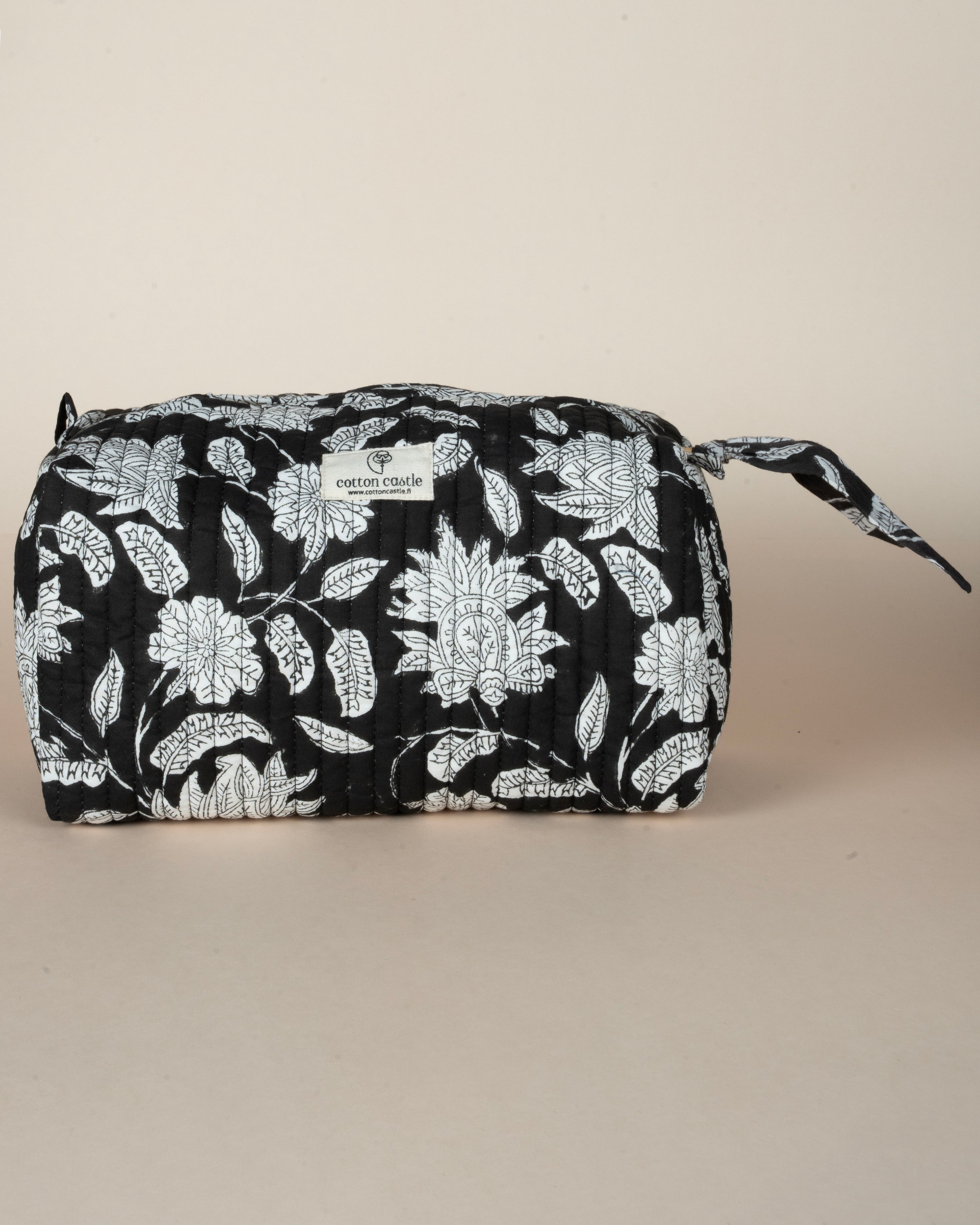 Floral Black_Handblock Printed Utility Pouches