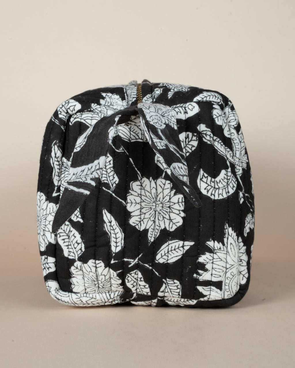 Floral Black_Handblock Printed Utility Pouches