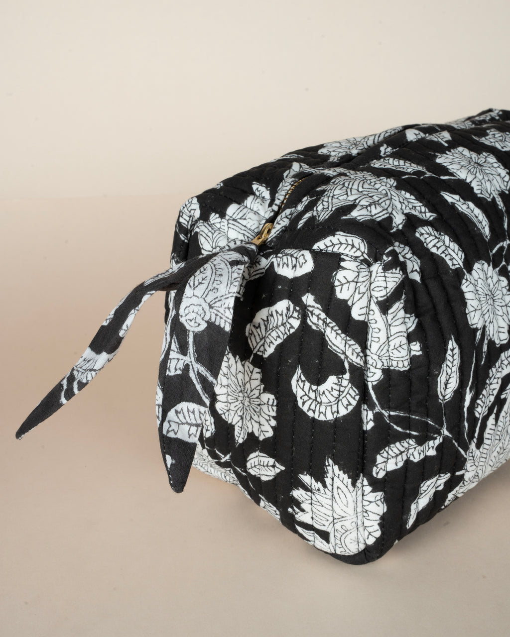 Floral Black_Handblock Printed Utility Pouches