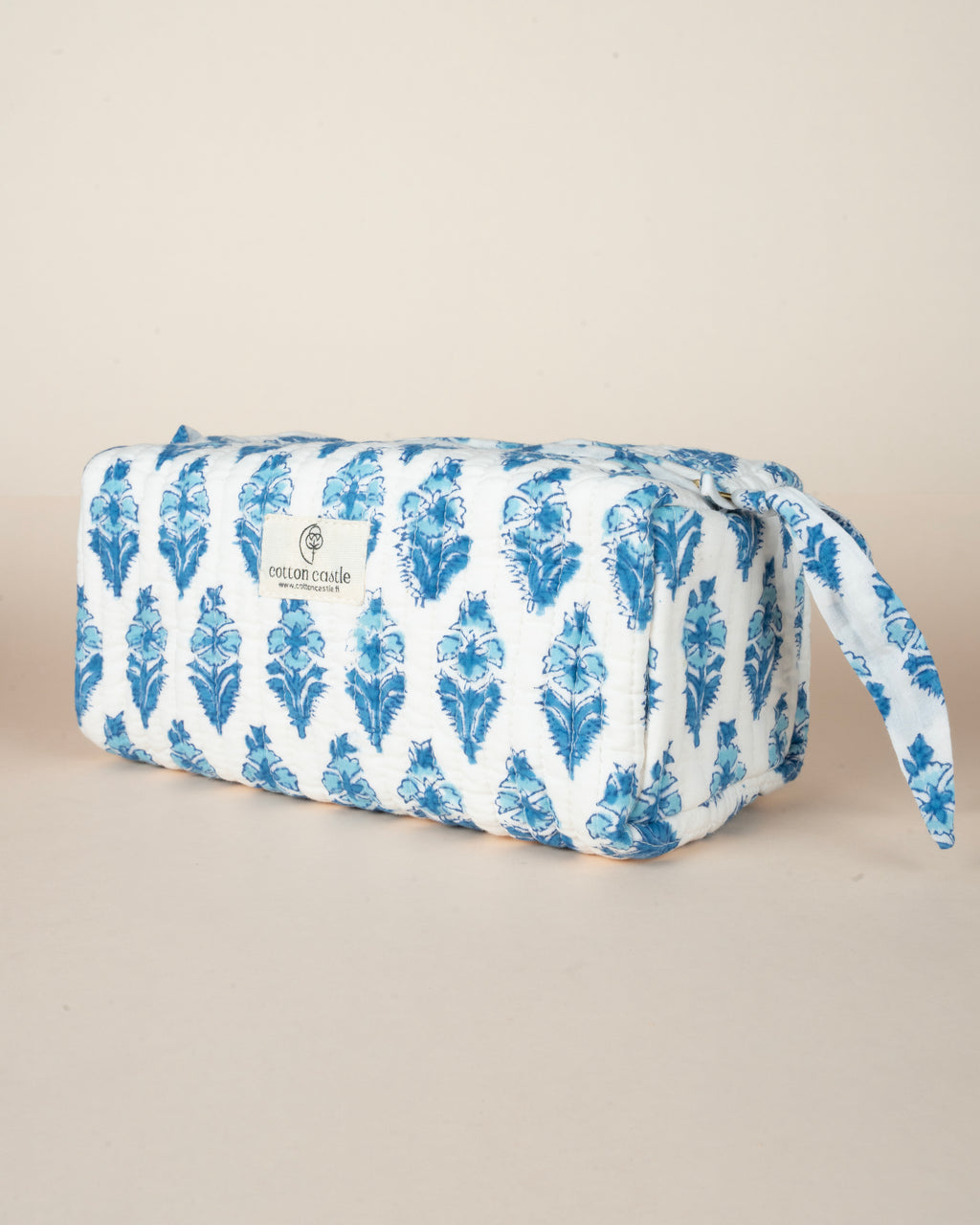 Snow Blue Buds_Handblock Printed Utility Pouches