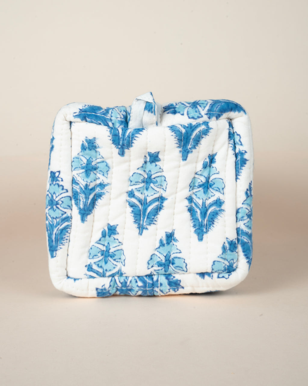 Snow Blue Buds_Handblock Printed Utility Pouches