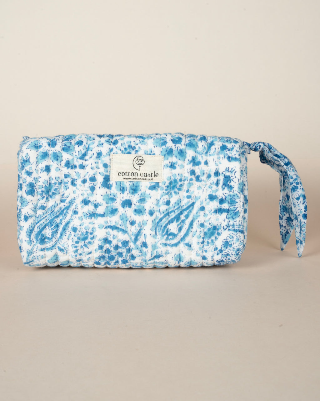 Snow Blue Buds_Handblock Printed Utility Pouches