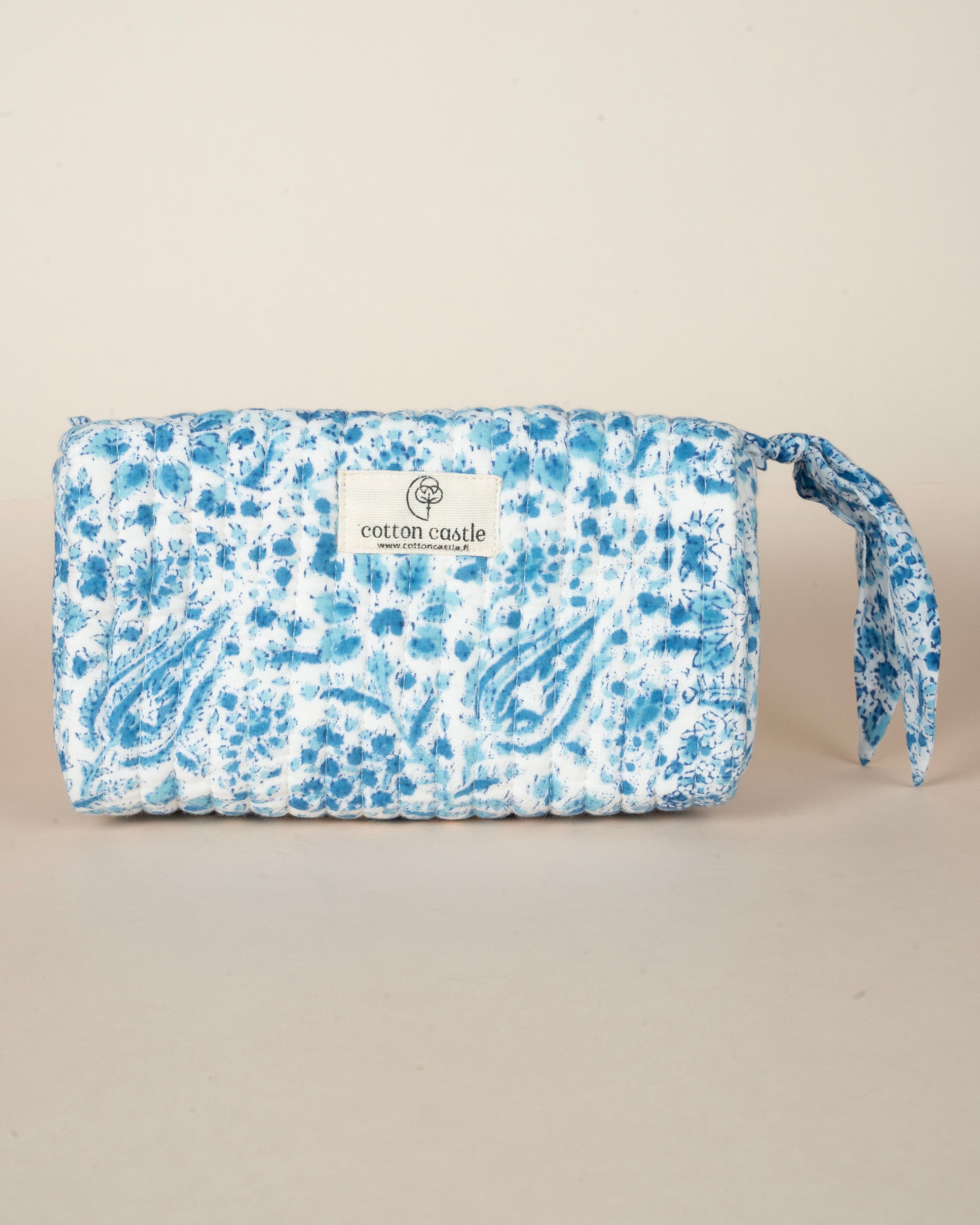 Snow Blue Buds_Handblock Printed Utility Pouches