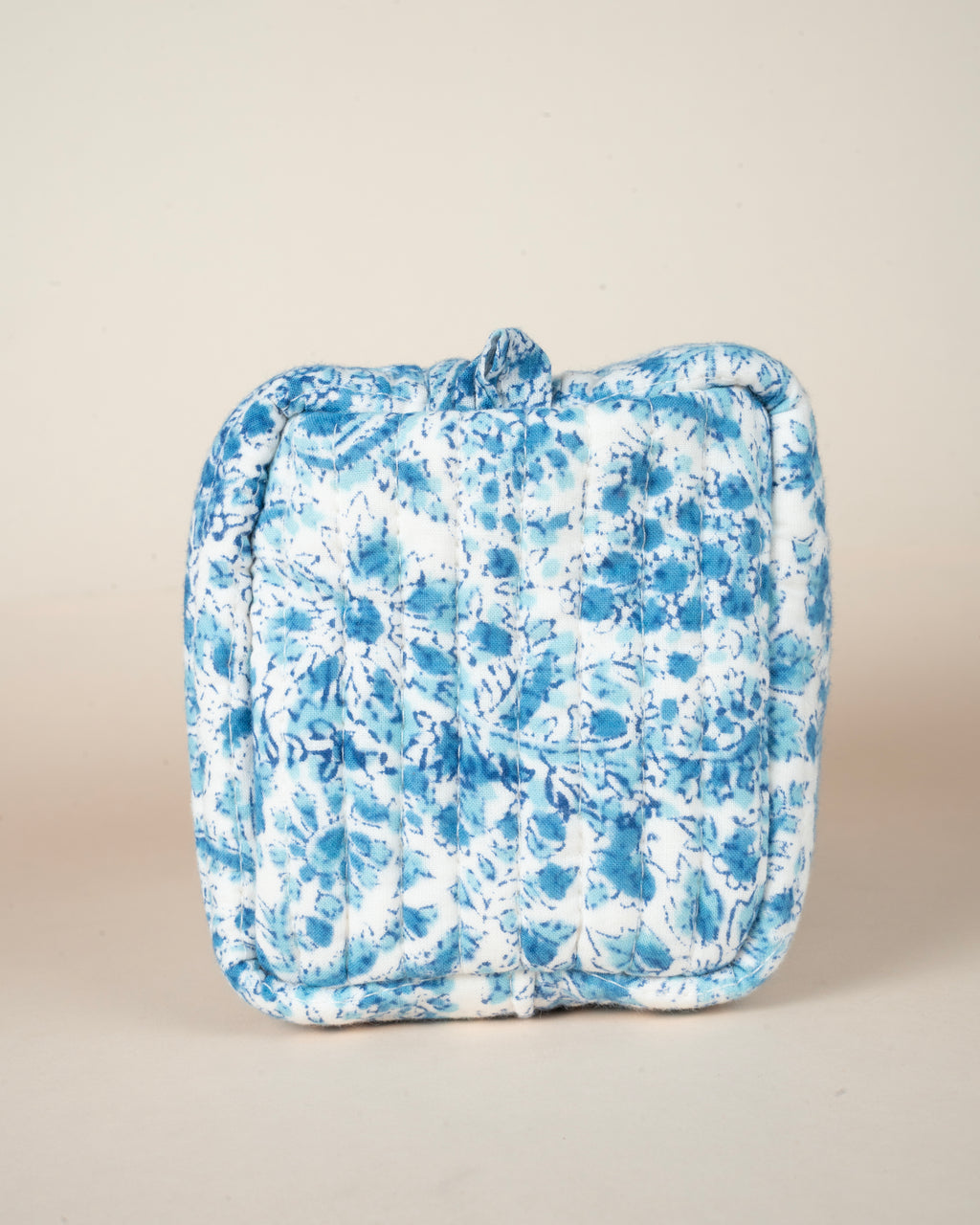 Snow Blue Buds_Handblock Printed Utility Pouches