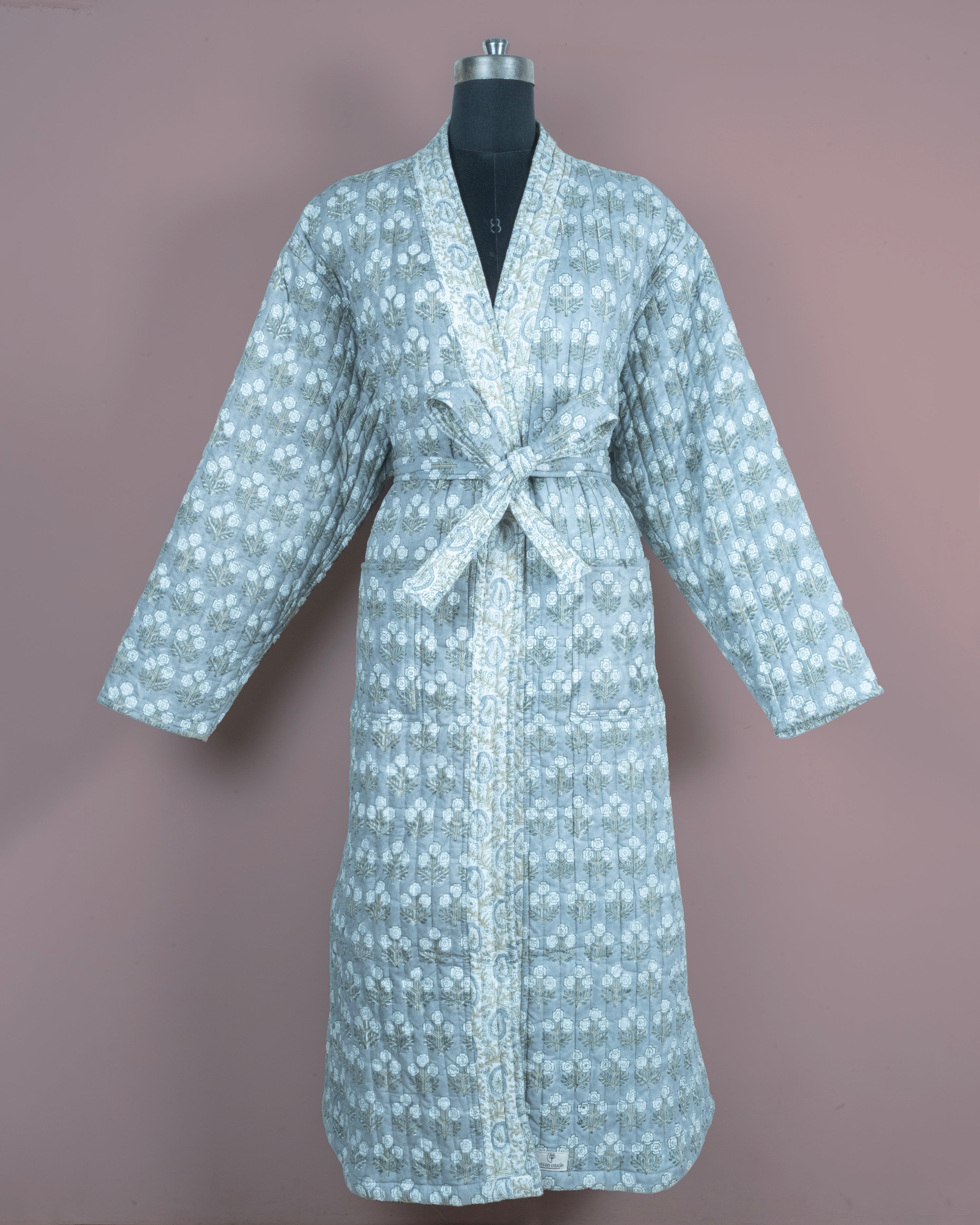 Reversible Quilted Robe – Lunar Paisley Motifs