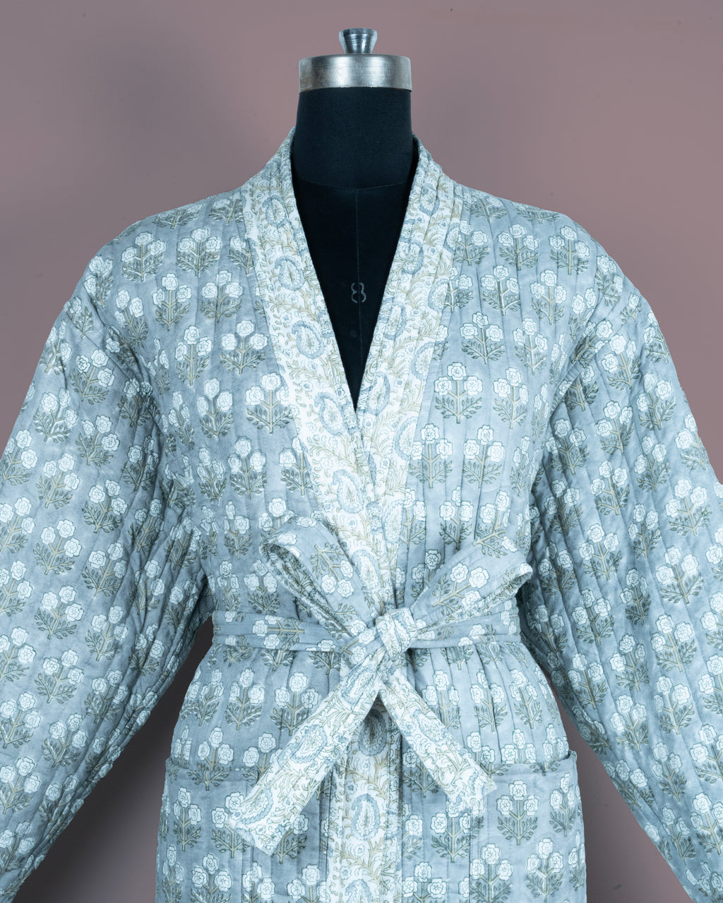Reversible Quilted Robe – Lunar Paisley Motifs