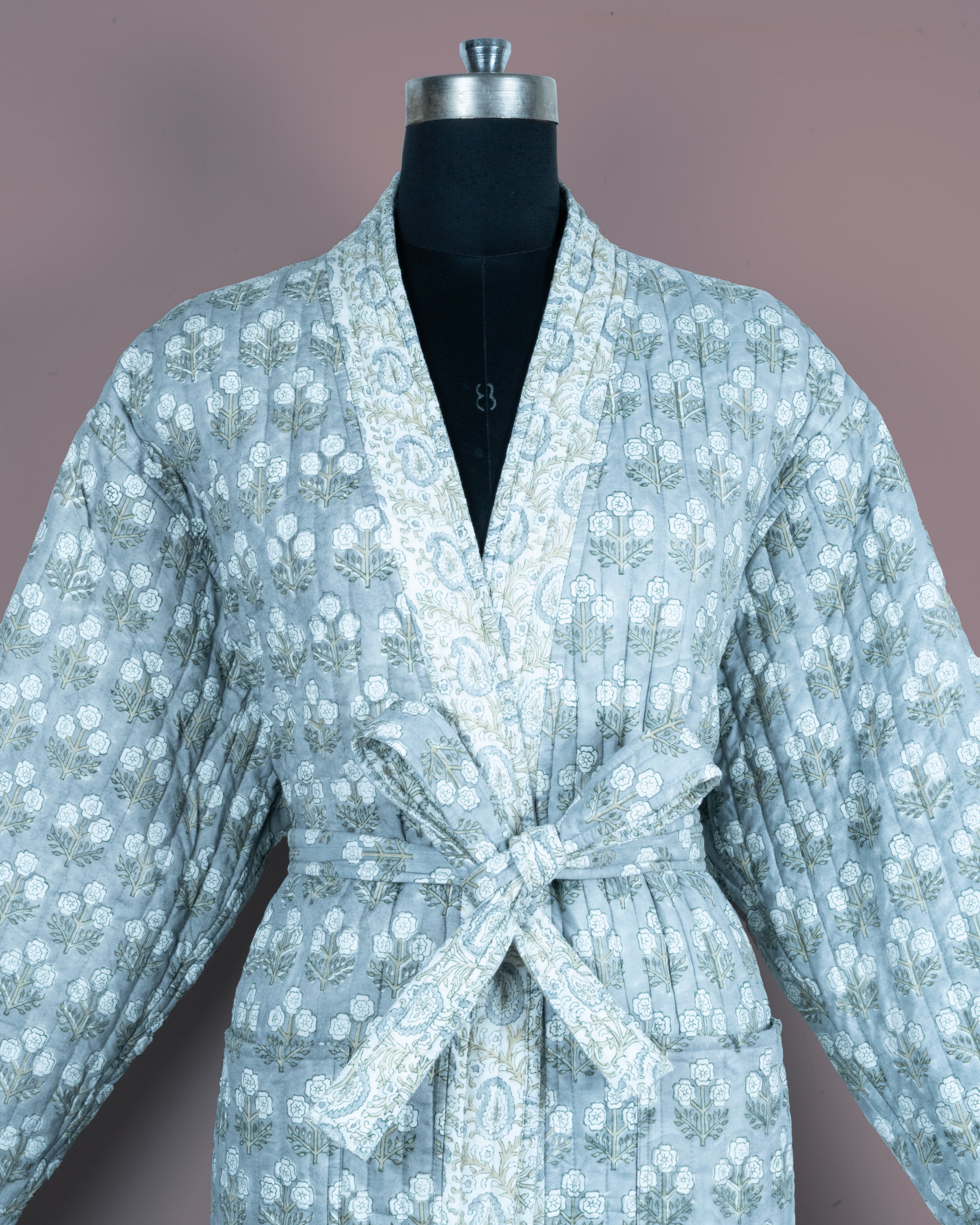 Reversible Quilted Robe – Lunar Paisley Motifs