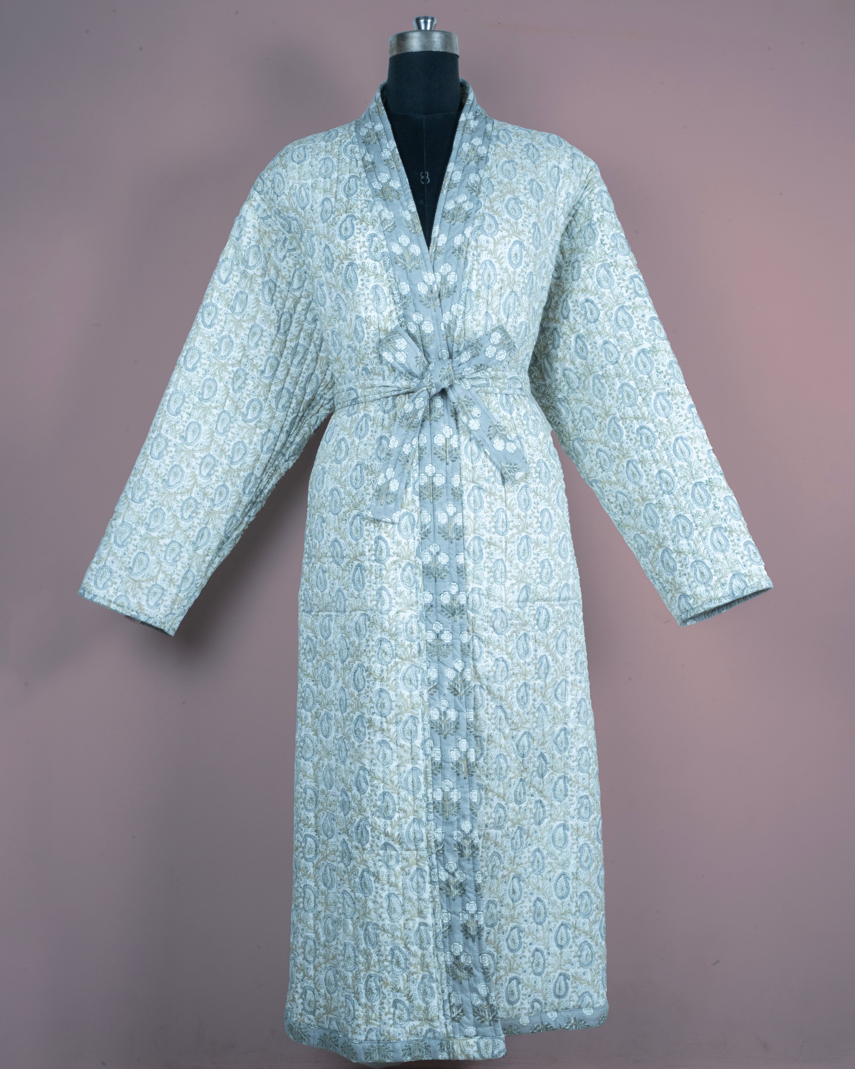 Reversible Quilted Robe – Lunar Paisley Motifs