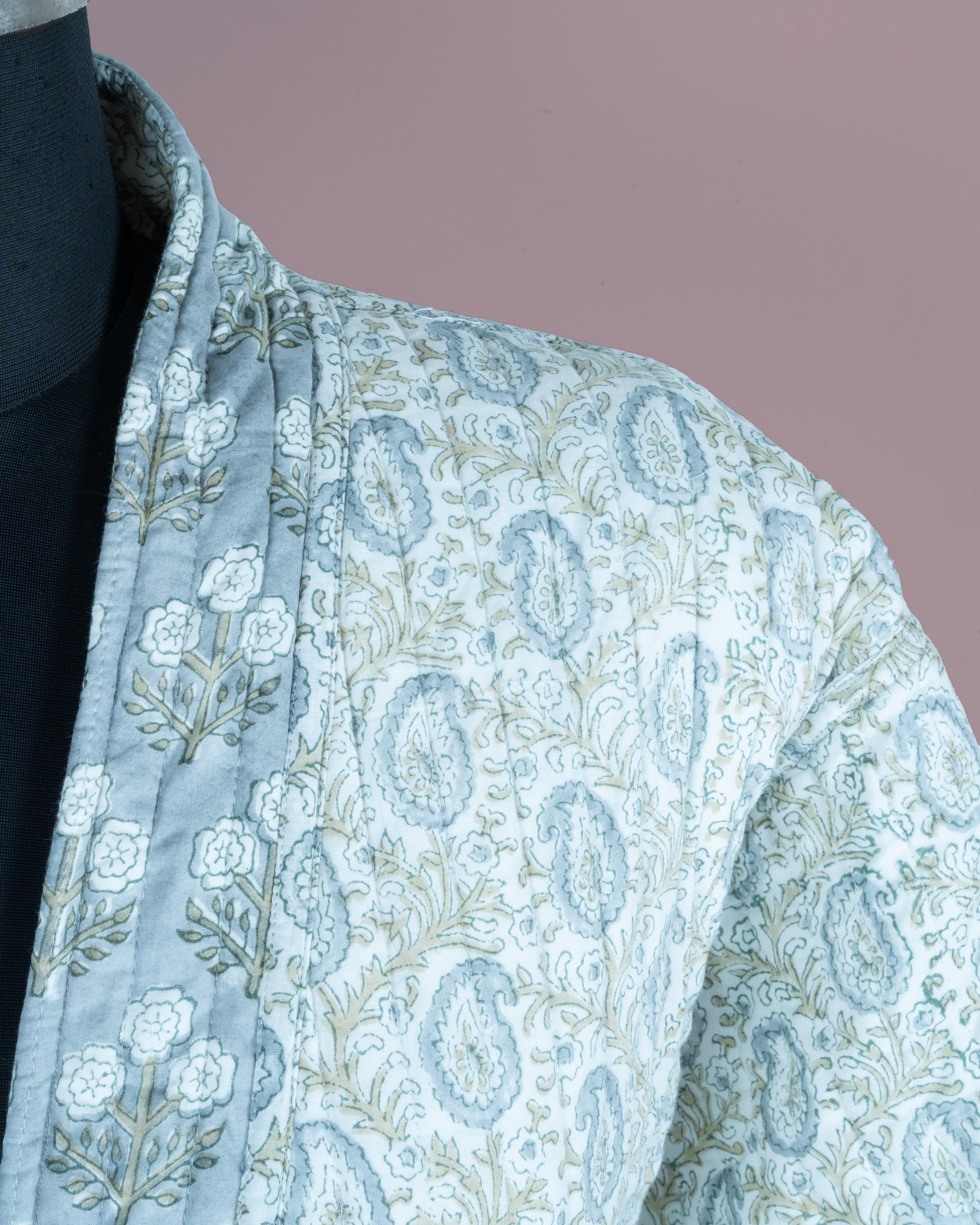 Reversible Quilted Robe – Lunar Paisley Motifs