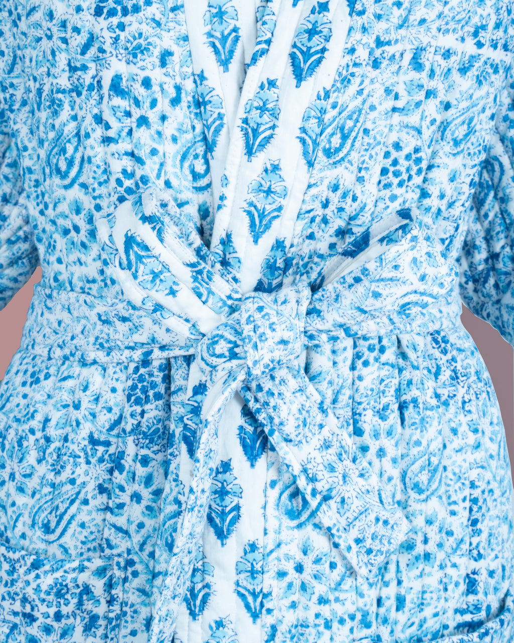 Reversible Quilted Robe – Snow Blue Bud