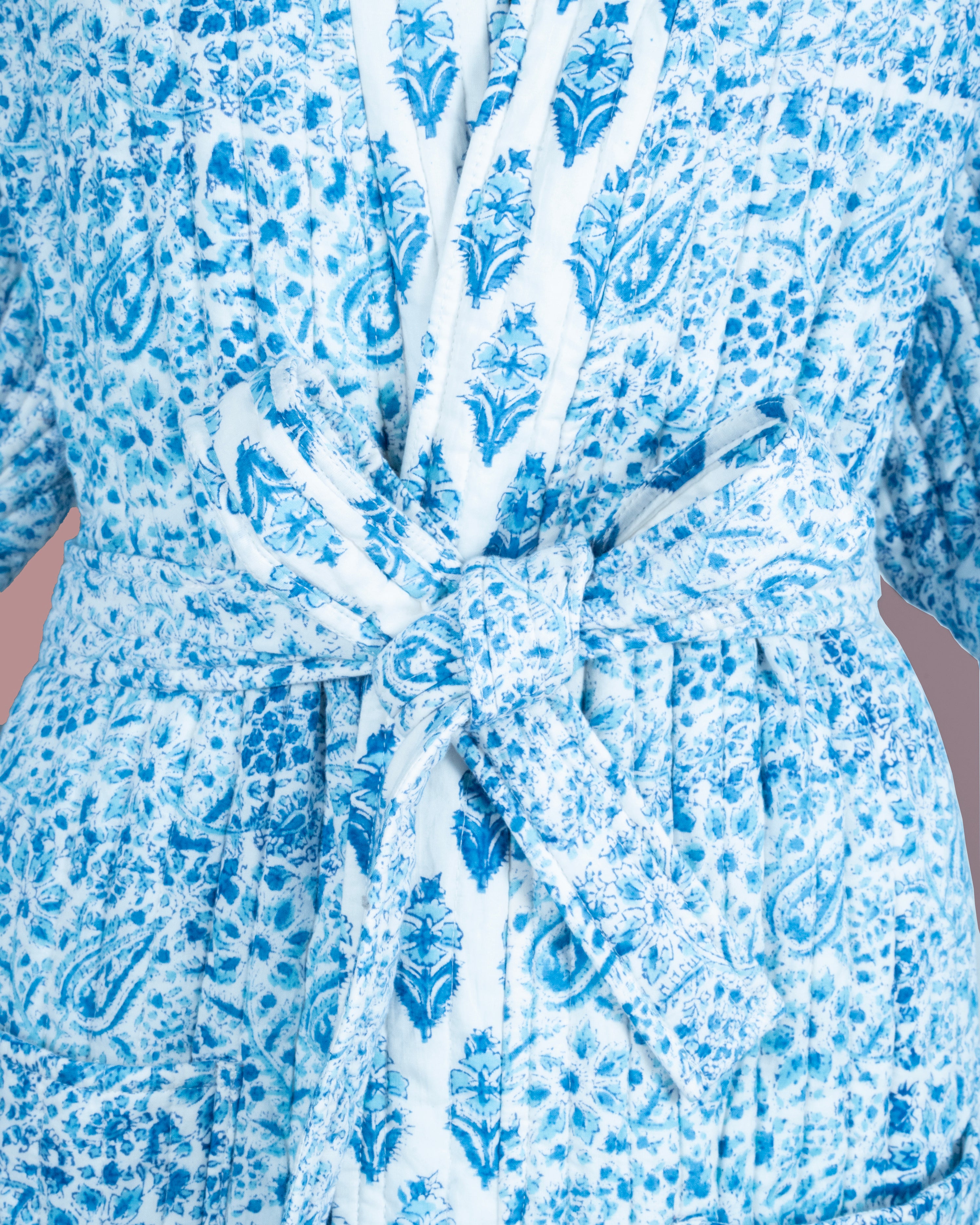 Reversible Quilted Robe – Snow Blue Bud