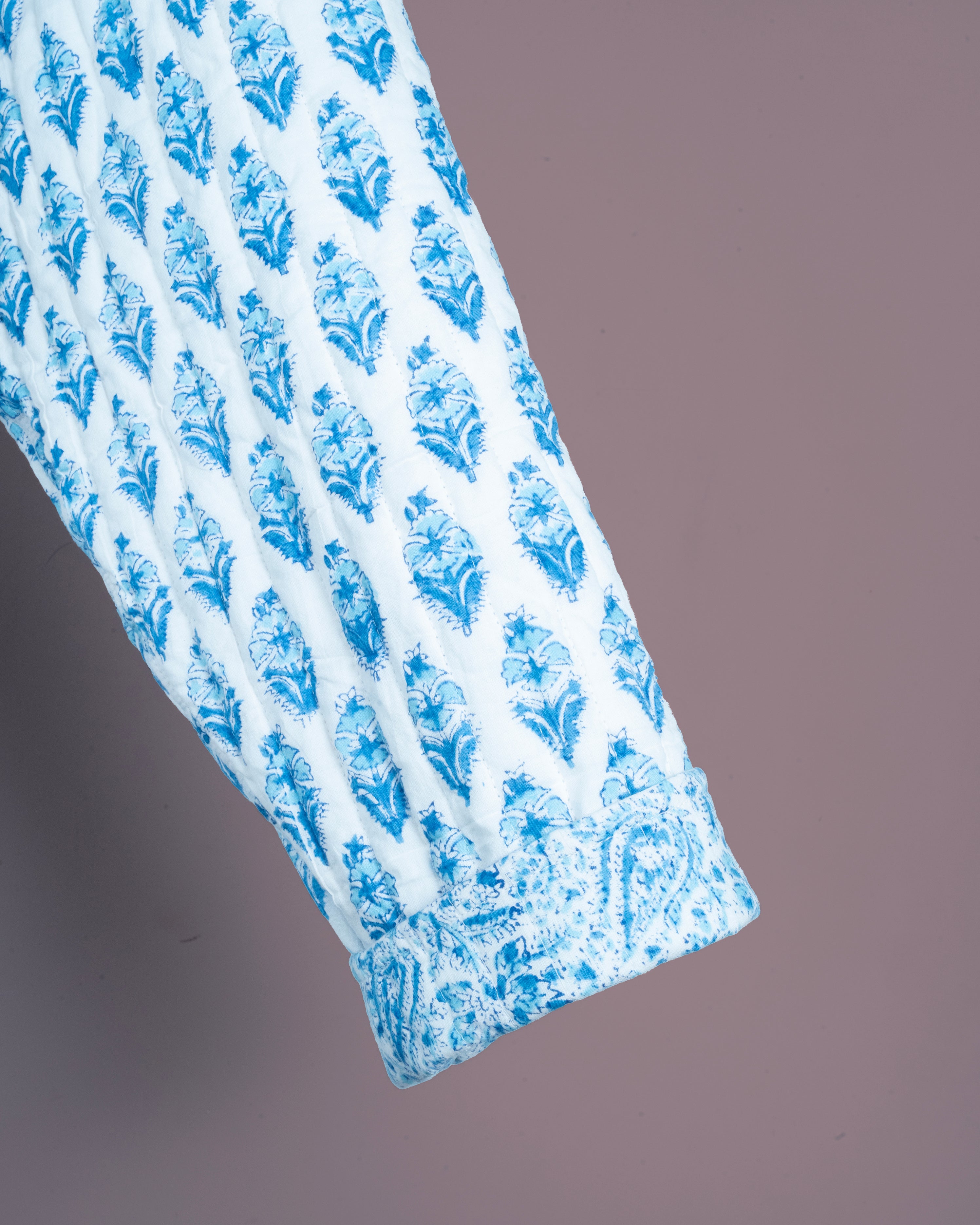 Reversible Quilted Robe – Snow Blue Bud