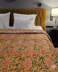 Reversible Handblock Quilt – Amber Bloom & Ivory Charm
