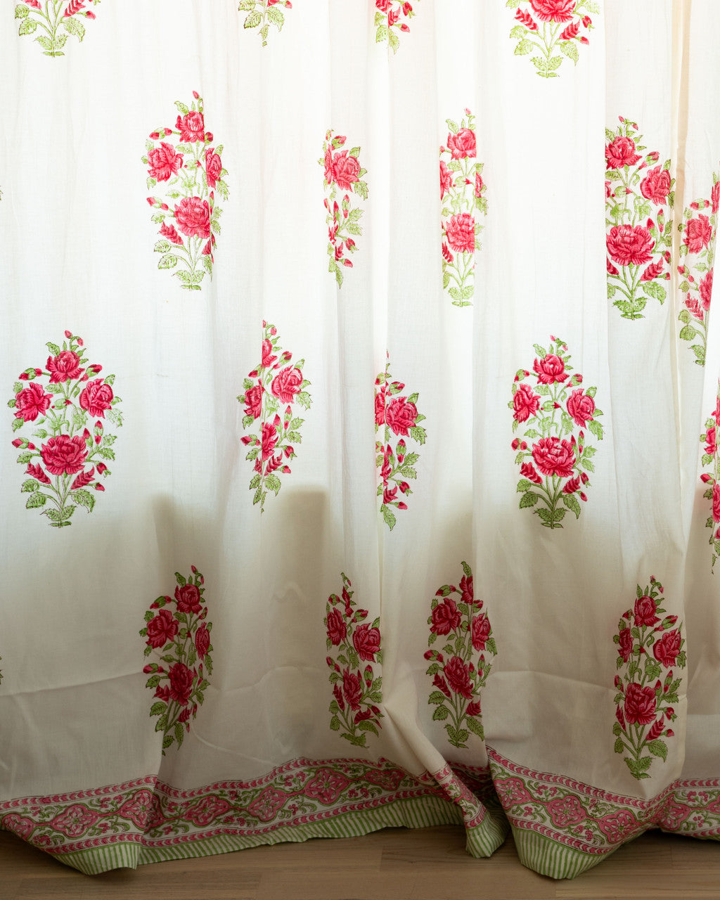 Ruby Rose Tapestry - Set of 2 Hand block Printed Curtain (100% premium cotton, 300 TC, Super soft fabric)