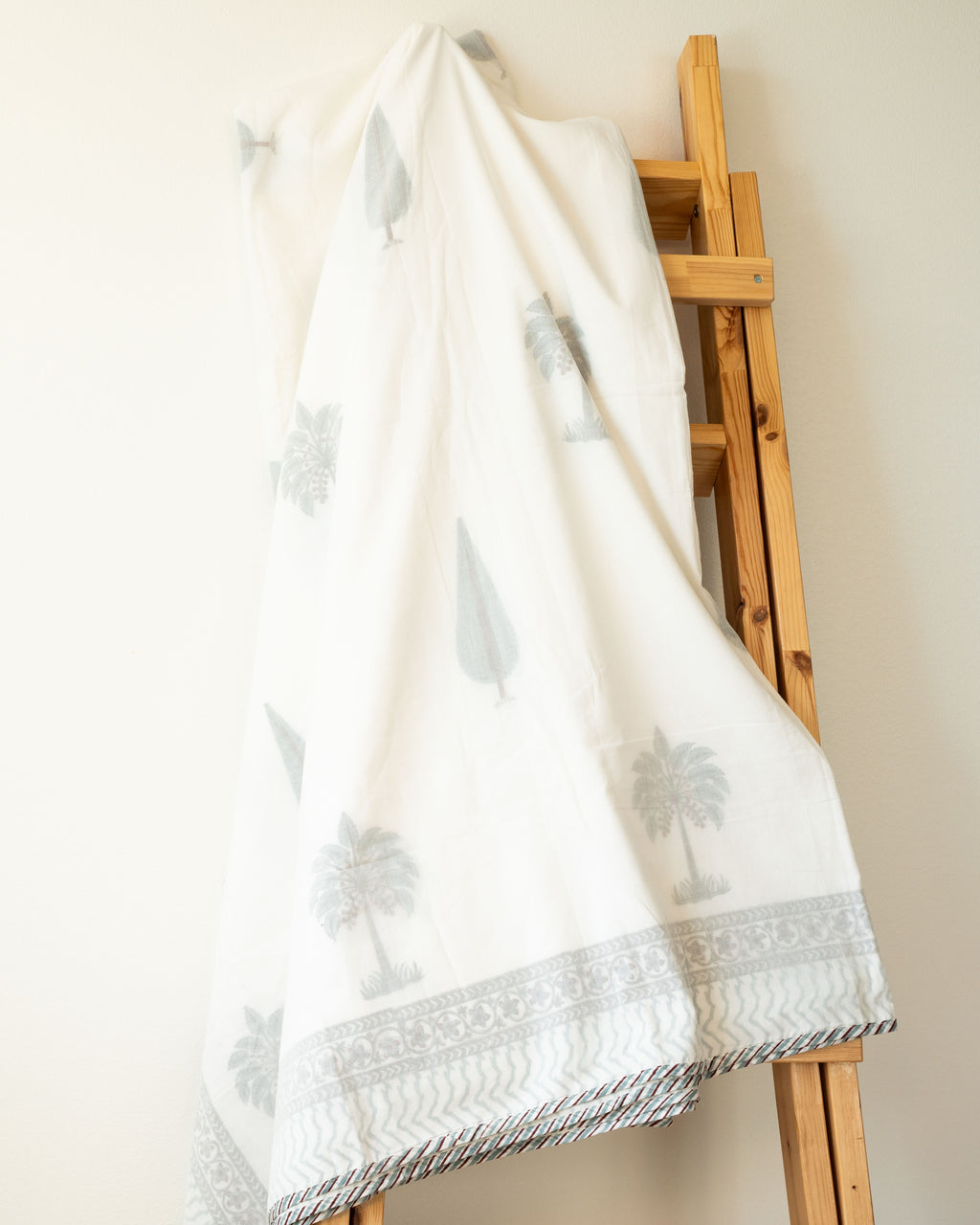 Tropicana Palms- Hand-block printed Muslin Blanket