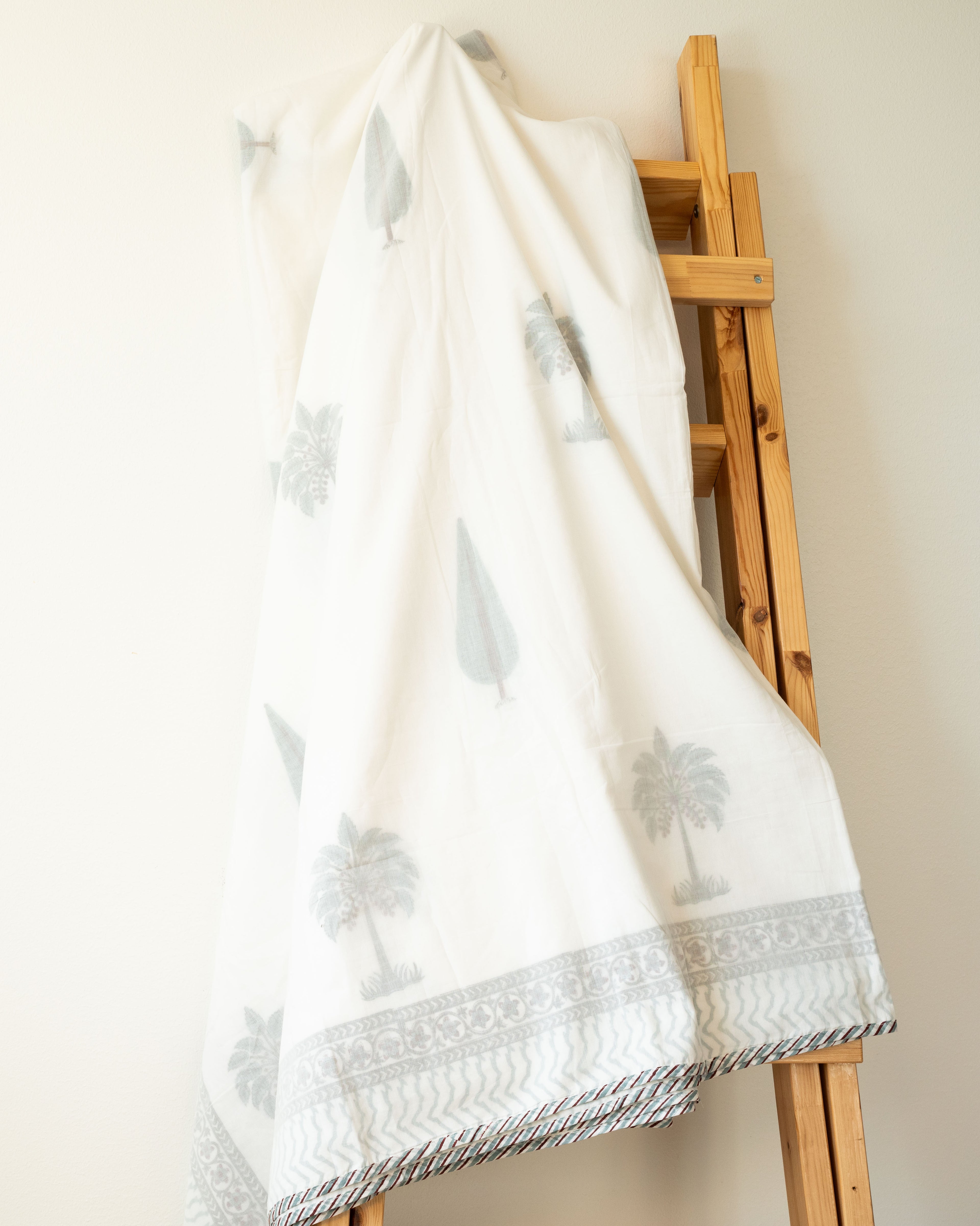 Tropicana Palms- Hand-block printed Muslin Blanket