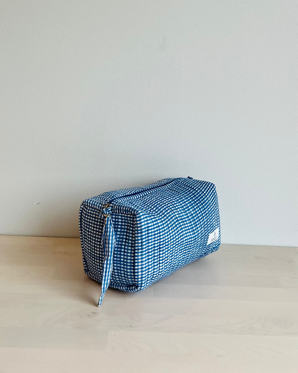 Navy Picnic Checks _ Hand block Printed Utility Pouches