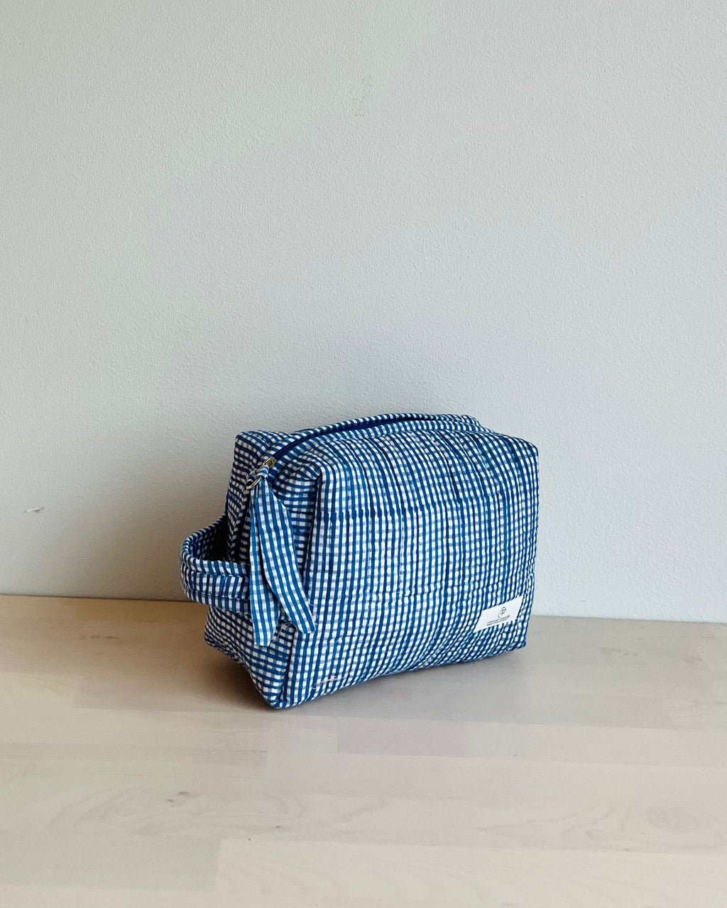 Navy Picnic Checks _ Hand block Printed Utility Bags